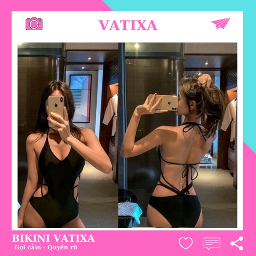 Bikini nữ đồ bơi đi biển liền thân cut-out khoét lưng đan dây sexy VATIXA BKN86