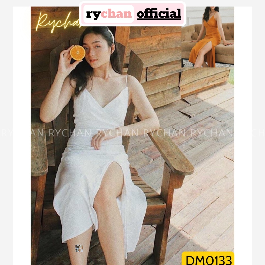 Đầm Maxi 2 Dây Hở Lưng Đi Biển Đắp Chéo Ngực Nơ Lưng - DM0133