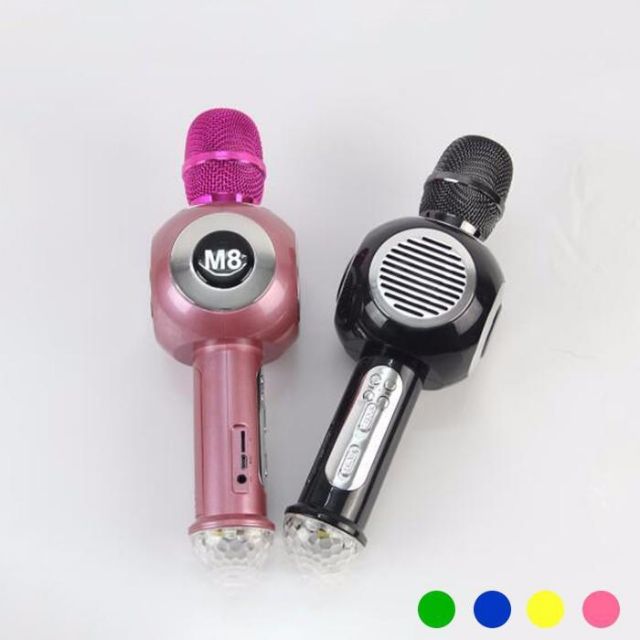 Micro karaoke bluetooth M8 có đèn led cực đẹp, hàng tốt âm chuẩn