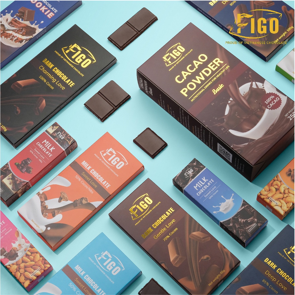 Chocolate 50gr Mix các vị Kẹo Socola sữa và Kẹo socola đen FIGO