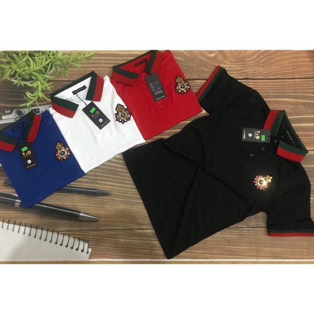 Áo nam ngắn tay thêu logo có cổ chất mát