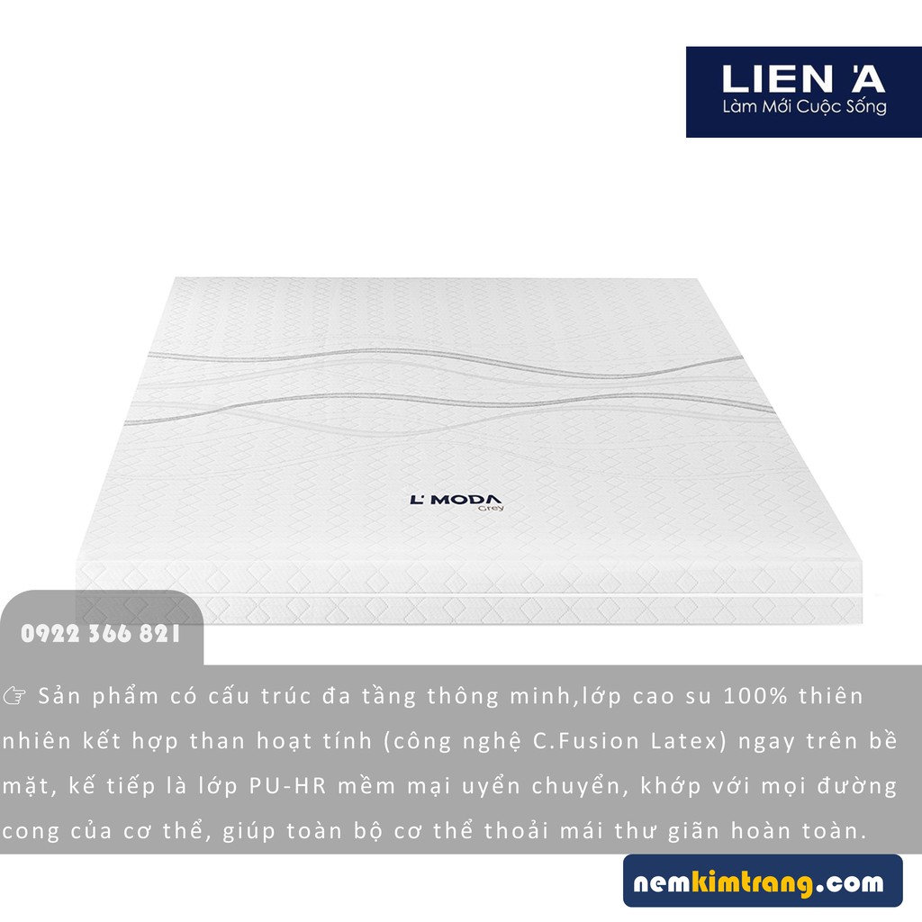 [FREE SHIP] Nệm đa tầng L'Moda Grey Liên Á - CHÍNH HÃNG, BẢO HÀNH 05 NĂM