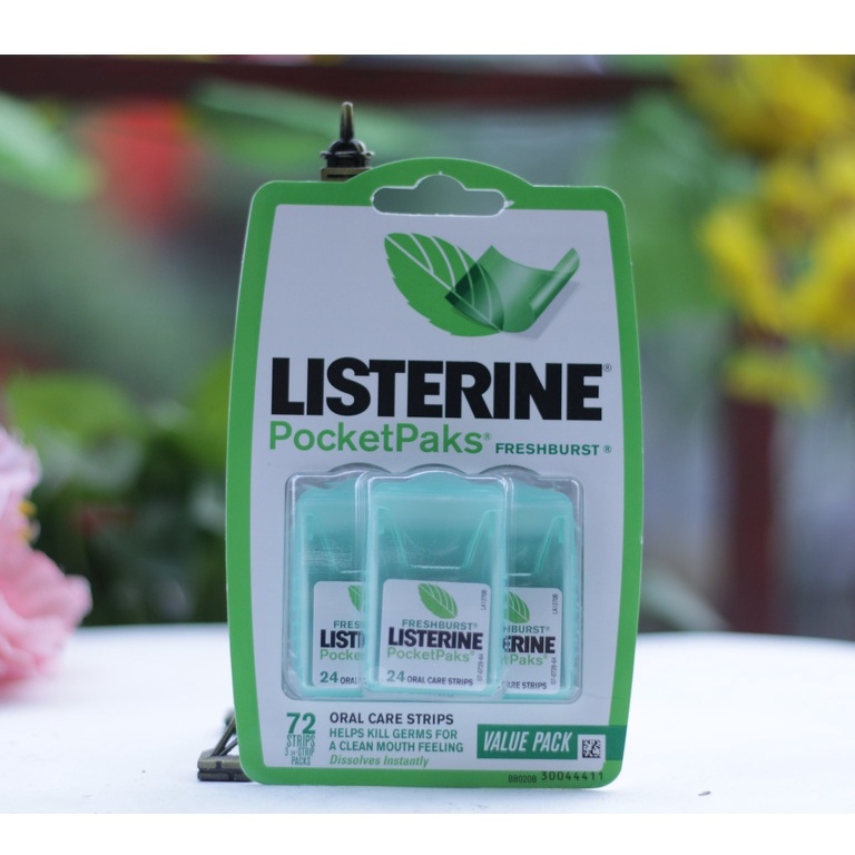 Miếng ngậm thơm miệng Listerine Pocketpaks Freshburst 72 miếng xanh lá