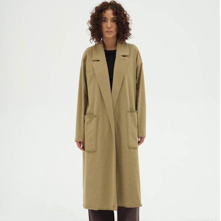 AMM Áo cardigan dáng dài có cổ