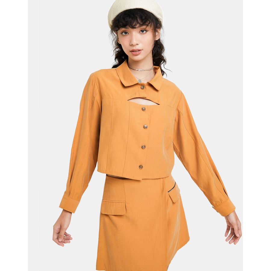 Váy Mini Dáng A JUNO Nắp Túi Đắp Dây Kéo Kim Loại JNVNG008
