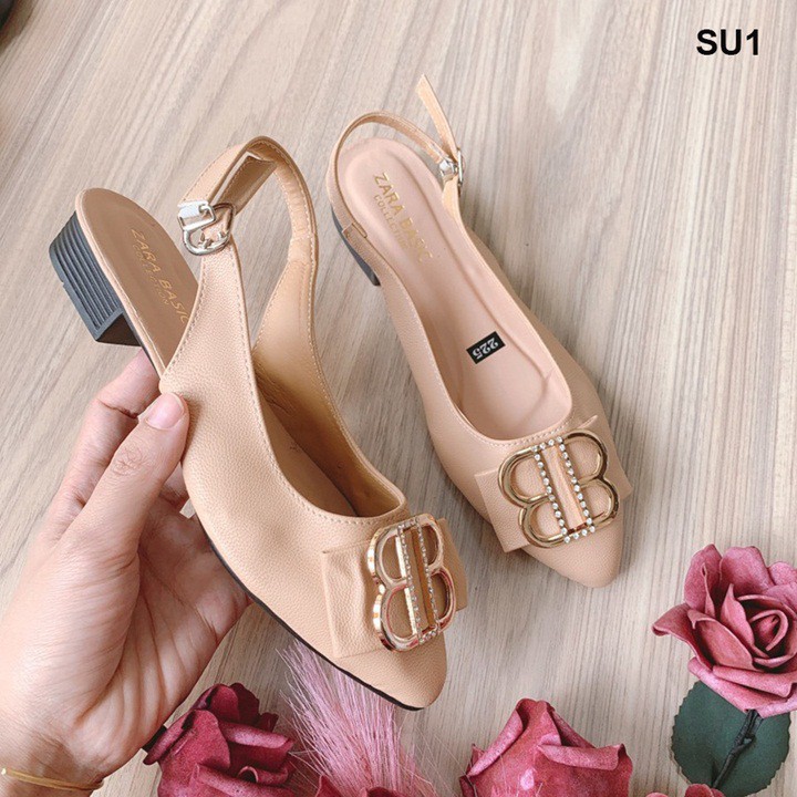Giày sục da mềm đính khóa mũi nhọn - SU1