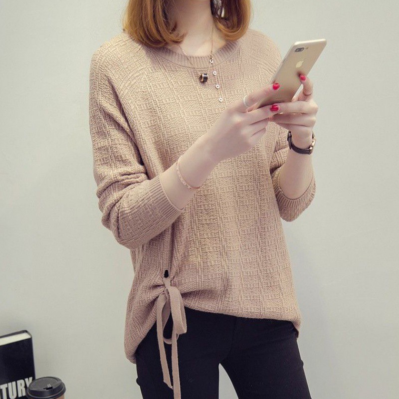 Áo len nữ rút thắt dây nơ xinh xắn al16