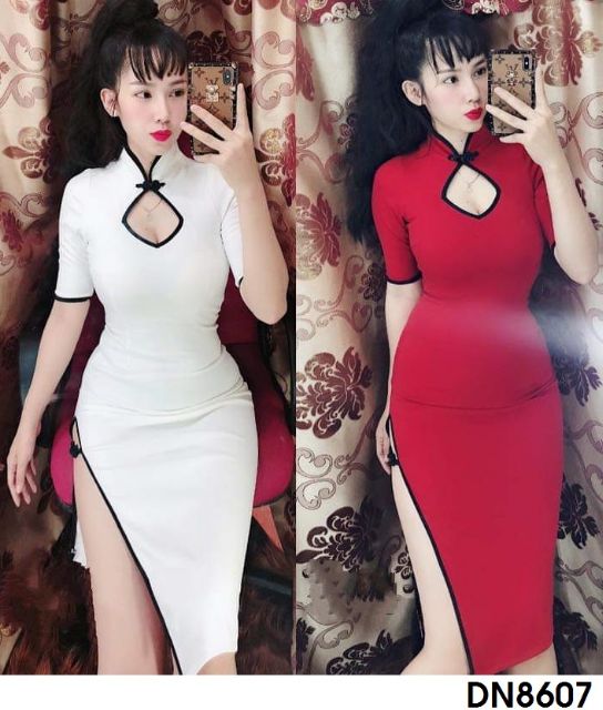 Đầm sườn xám tay ngắn sexy