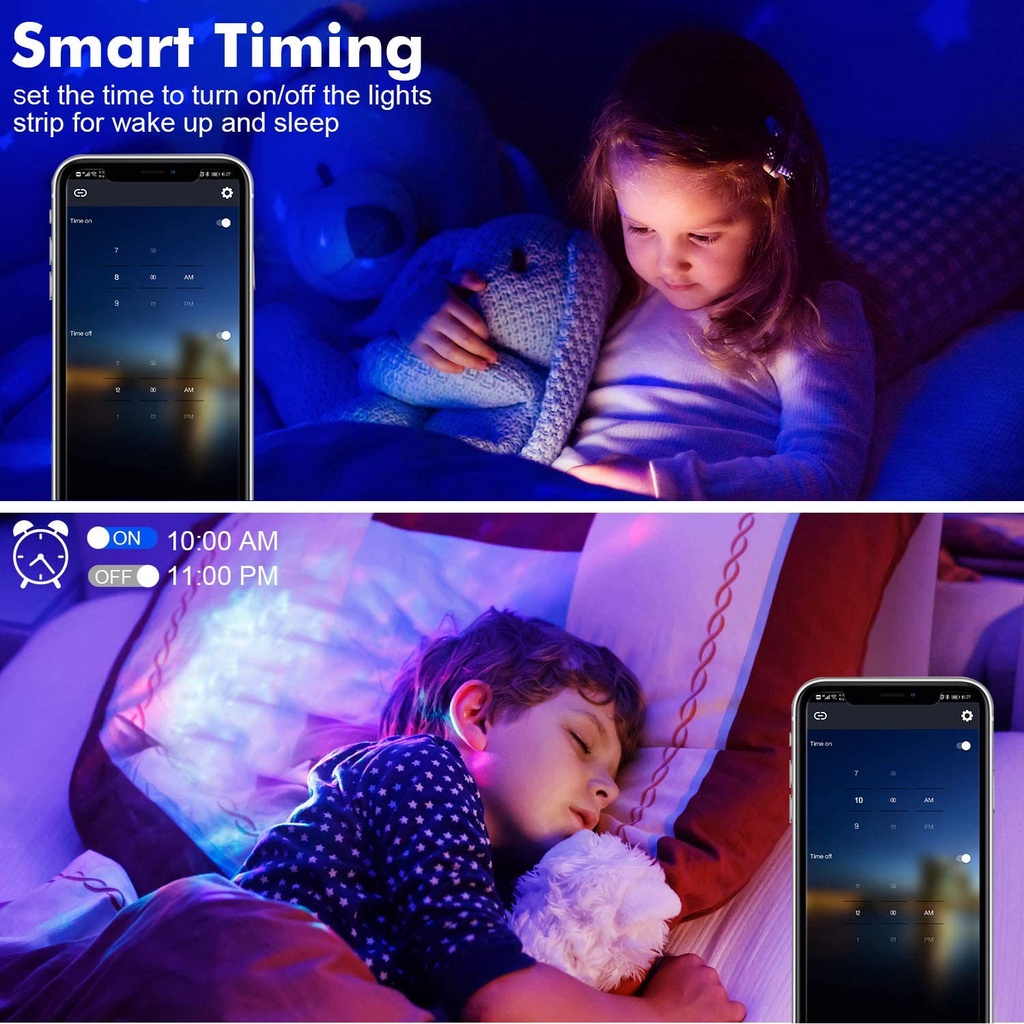 5m/10m Đèn LED Dây Trang Trí RGB Đổi Nhiều Màu Nháy Theo Nhạc Chống Nước, Điều Khiển Trang Trí Cầu Thang, Phòng Ngủ