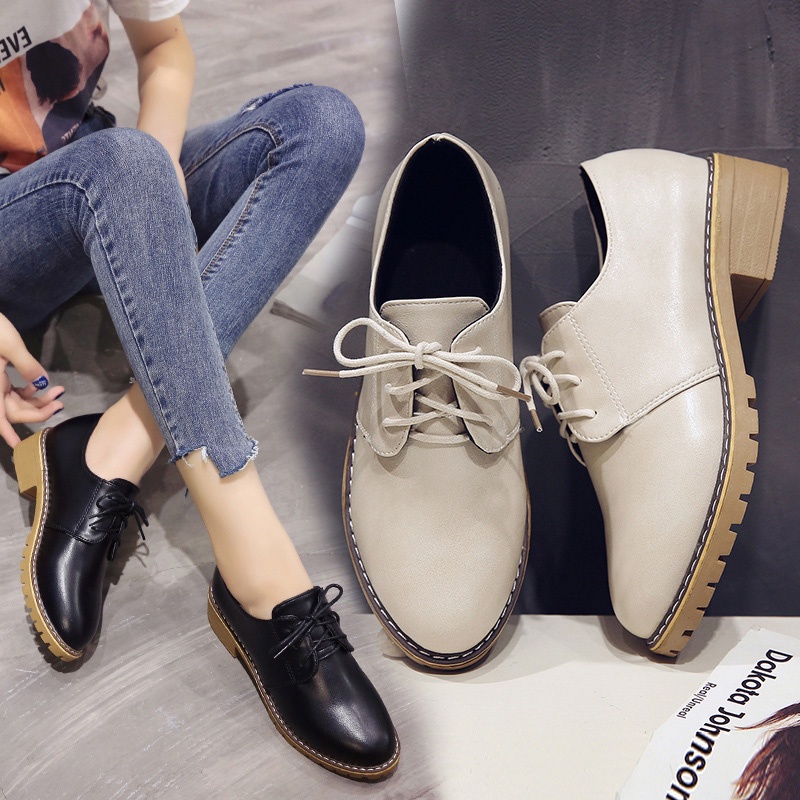 Giày Oxford Nữ Gót Cao Da Mềm Phong Cách Nữ Tính Hàn Quốc MPS259 - Mery Shoes