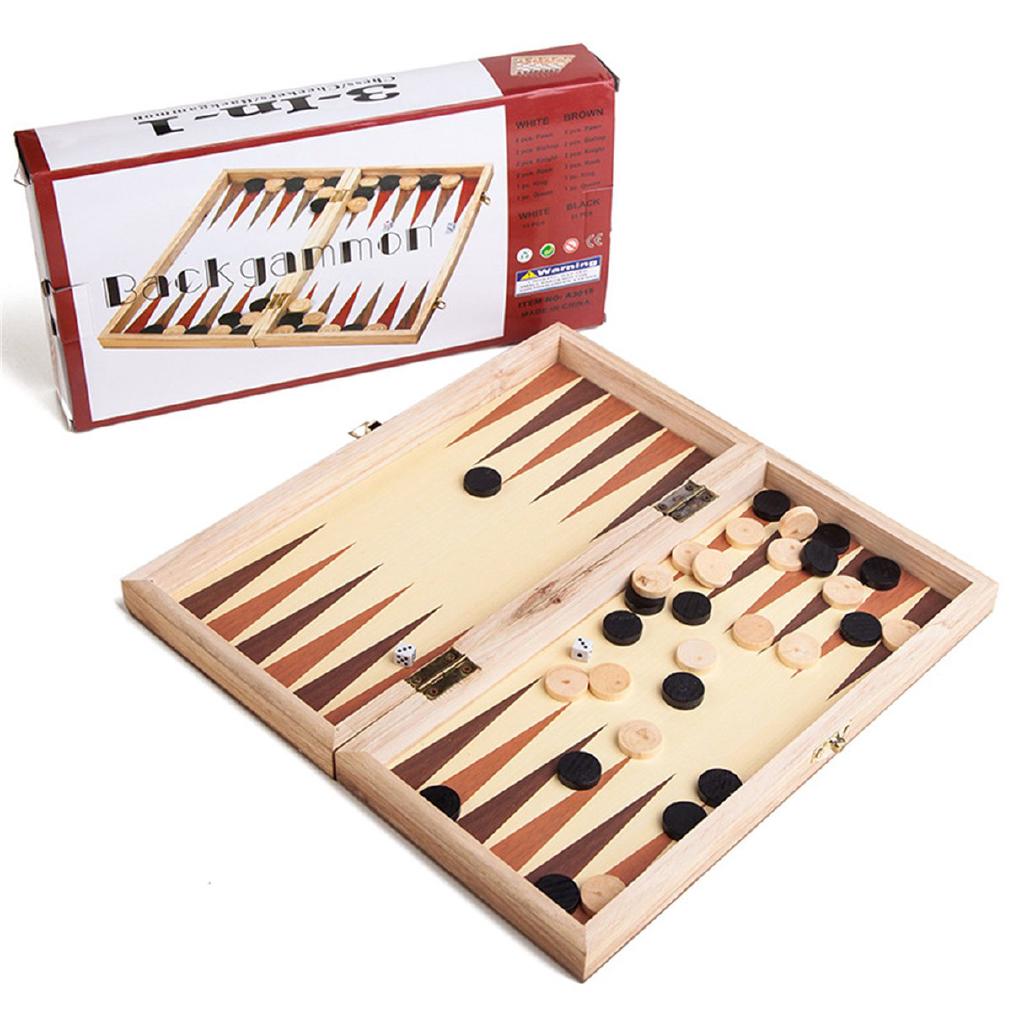 Folding Wooden International Chess Kit Board Game Travel Fun Entertainment