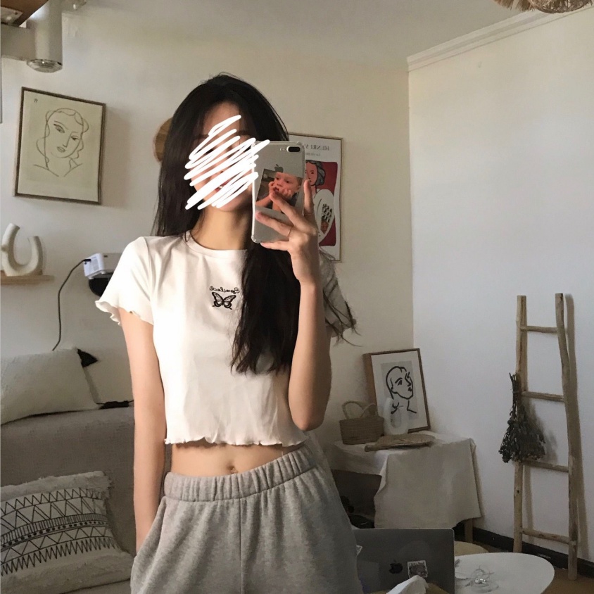 Áo Thun Nữ NgắN Tay Thêu HìNh BướM Xinh XắN Cho Nữ áo phông nữ JL-TX-93