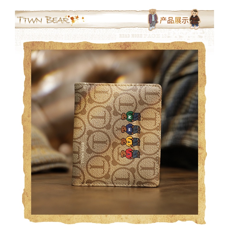 Ví gập TTWN Bear chính hãng, đựng thẻ, tiền