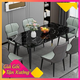 Bàn ăn mặt kính cường lực vân đá 120x70cm - bàn ăn gia đình căn hộ hiện đại BGA026
