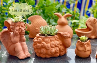 Chậu Thiên Thần suy tư đất nung