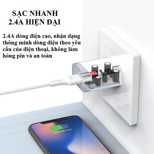 Củ Sạc Điện Thoại C66 chính hãng SD DESIGN hỗ trợ sạc nhanh an toàn cho IPhone Samsung Tai nghe Bluetooth Pin Dự Phòng