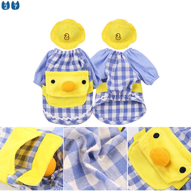 Bộ quần áo hoạt hình vịt vàng nhỏ có mũ dành cho chó mèo Chihuahua Yorkies