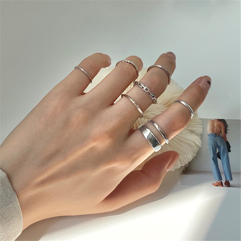 Set 7 Nhẫn Kiểu Dáng Đơn Giản Phong Cách Vintage