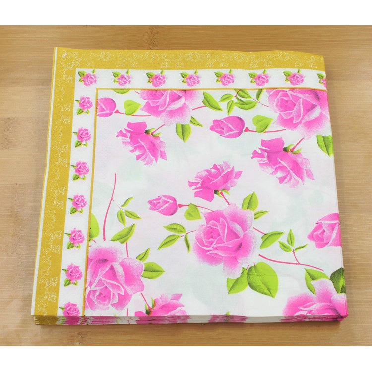 Set 20 Tờ Khăn Giấy In Hoa Hồng Trang Trí Tiệc
