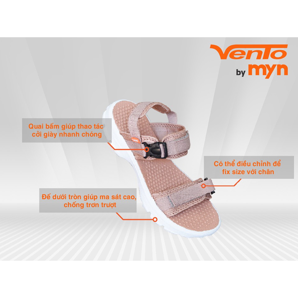 Giày Sandal Vento Nữ H1 SD07007 2 quai ngang màu Be (màu Hồng)