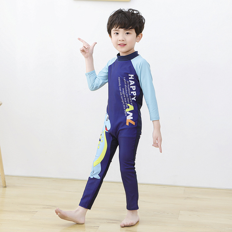 Bộ Đồ Bơi Liền Thân Dài Tay In Hoạt Hình Dành Cho Bé Trai