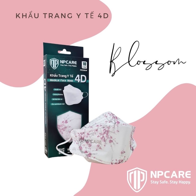 Khẩu trang KF94 4D trắng/hoạ tiết NPcare