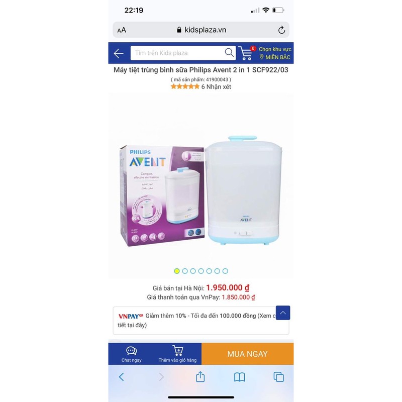 Máy tiệt trùng bình sữa Philips Avent pass nhanhh