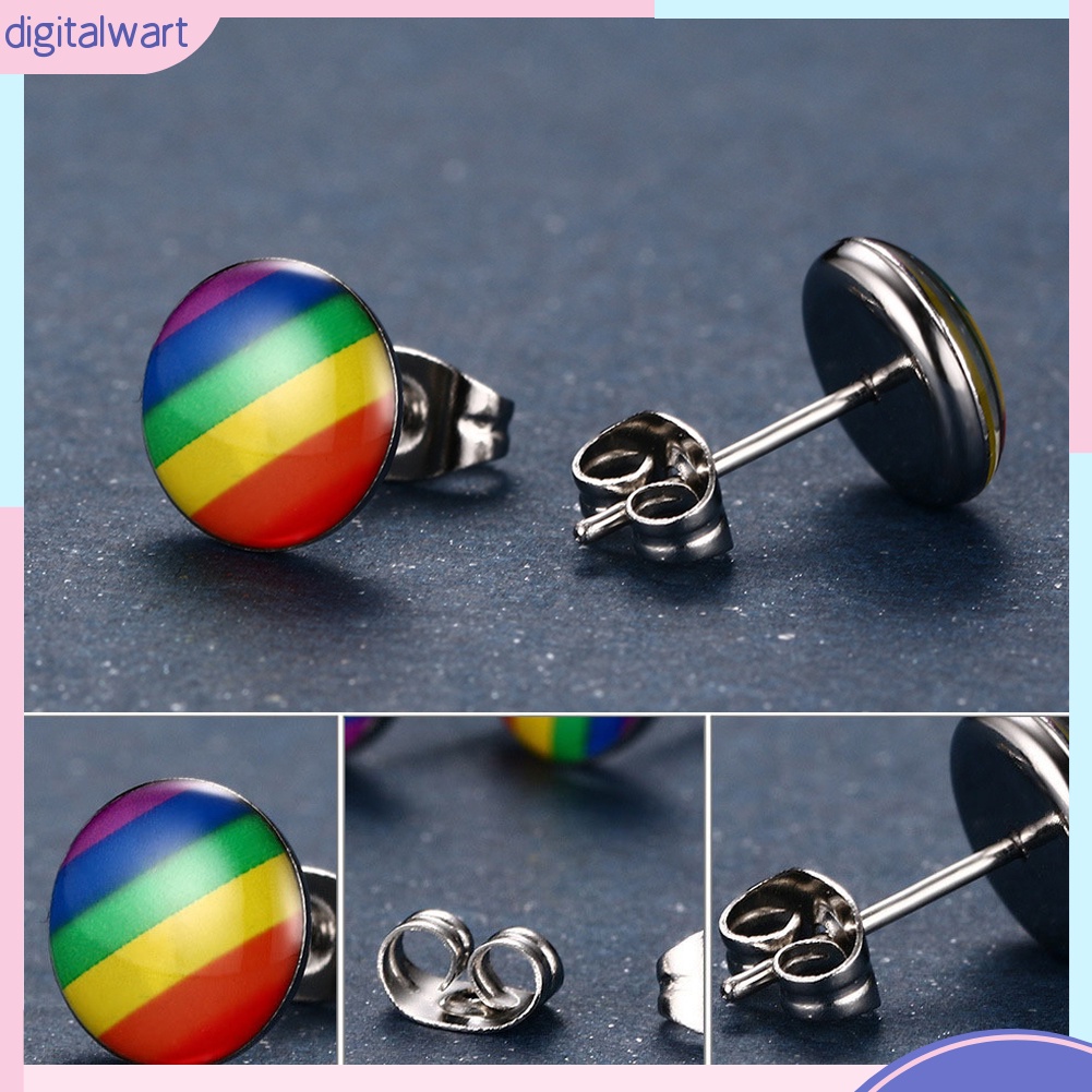 Khuyên Tai Tròn Màu Sắc Cầu Vồng Thời Trang Thanh Lịch Dành Cho Nữ