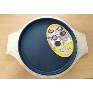 Chảo Gang Tròn Chống Dính 20cm Tặng Kèm Đế Lót Gỗ