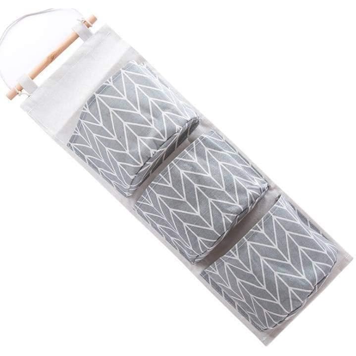 Túi treo đa năng 3 tầng cao cấp vải bố kèm thanh treo - Túi vải treo tường 3 ngăn đựng đồ tiện lợi