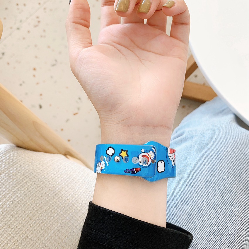 DORAEMON T5 Dây Đeo Silicon Trong Suốt Cho Đồng Hồ Thông Minh Apple Watch Series Se 6 38mm 40mm 42mm 44mm 2 3 4 5