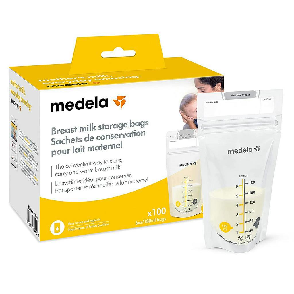 Hộp 100 túi trữ sữa Medela 180ml – 2 khóa zip chống chảy tràn.