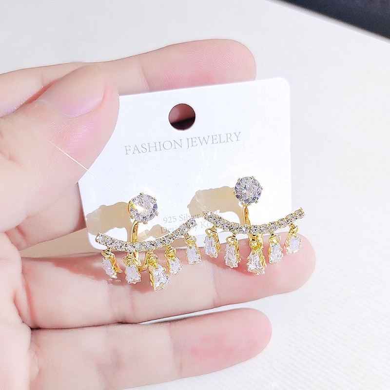 [Jiudoulan] Khuyên Tai Tua Rua Vàng Zircon Tinh Tế Thời Trang Cho Nữ