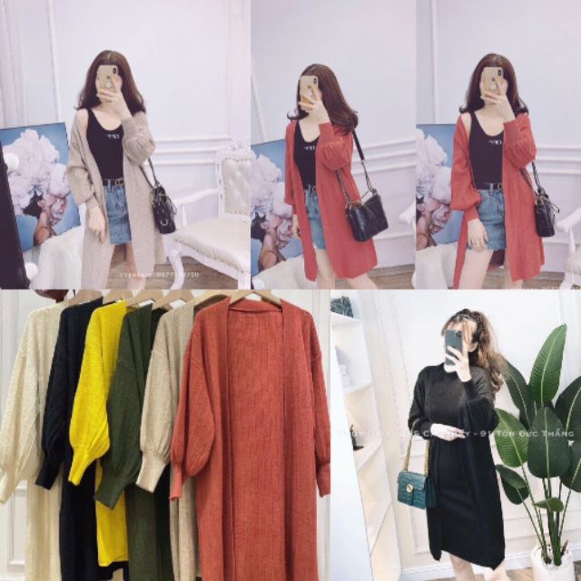 Cadigan tay bồng dáng dài