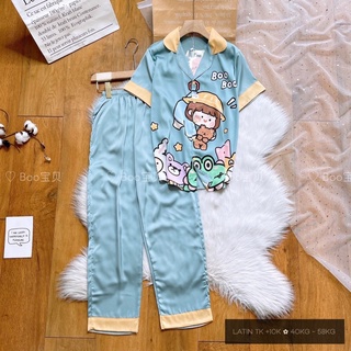 🌸mẫu mới 2021🌸 đồ bộ pijama lụa latin cao cấp màu sắc trang nhã xinh xắn chất vải mềm mịn mát