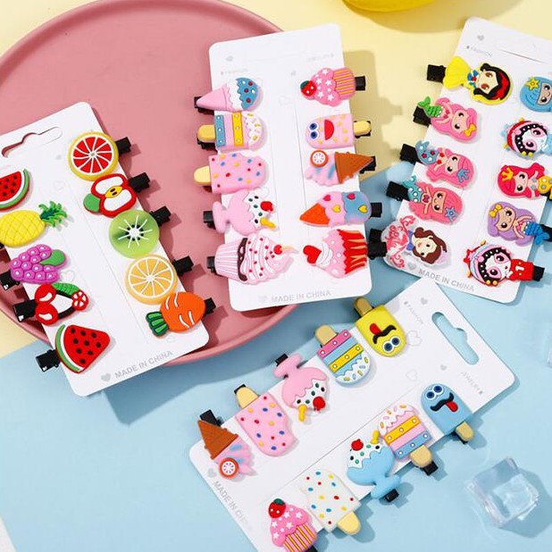 Set 10 kẹp tóc đầy màu sắc đáng yêu cho bé gái
