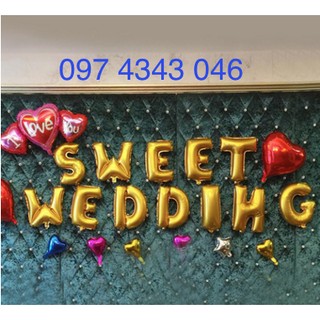 Bộ chữ bóng sweet Wedding màu vàng Kim