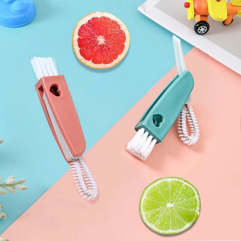 Bàn chải vệ sinh bình nước có nắp đậy và ống hút 3 trong 1 đa dụng