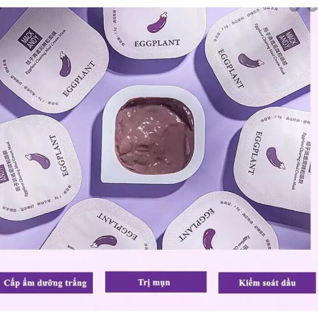 Set hộp 8 vĩ Mặt Nạ Cà Tím Dưỡng Trắng, Ngừa Mụn, Nâng Cơ Giúp Da Sáng