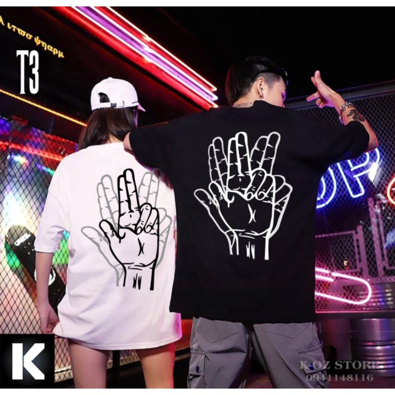 ÁO THUN TAY LỠ FORM RỘNG UNISEX NAM NỮ hình bàn tay hiphop có bigsize thun cotton cao cấp