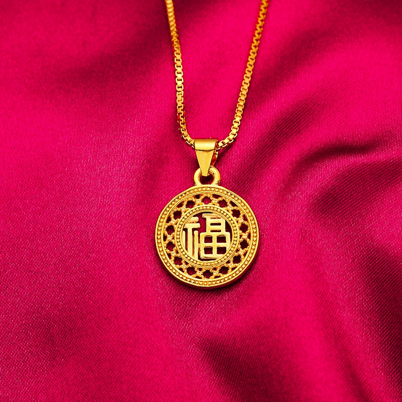 Dây Chuyền Mặt Tròn Mạ Vàng Phong Cách Fu Kiểu Mới