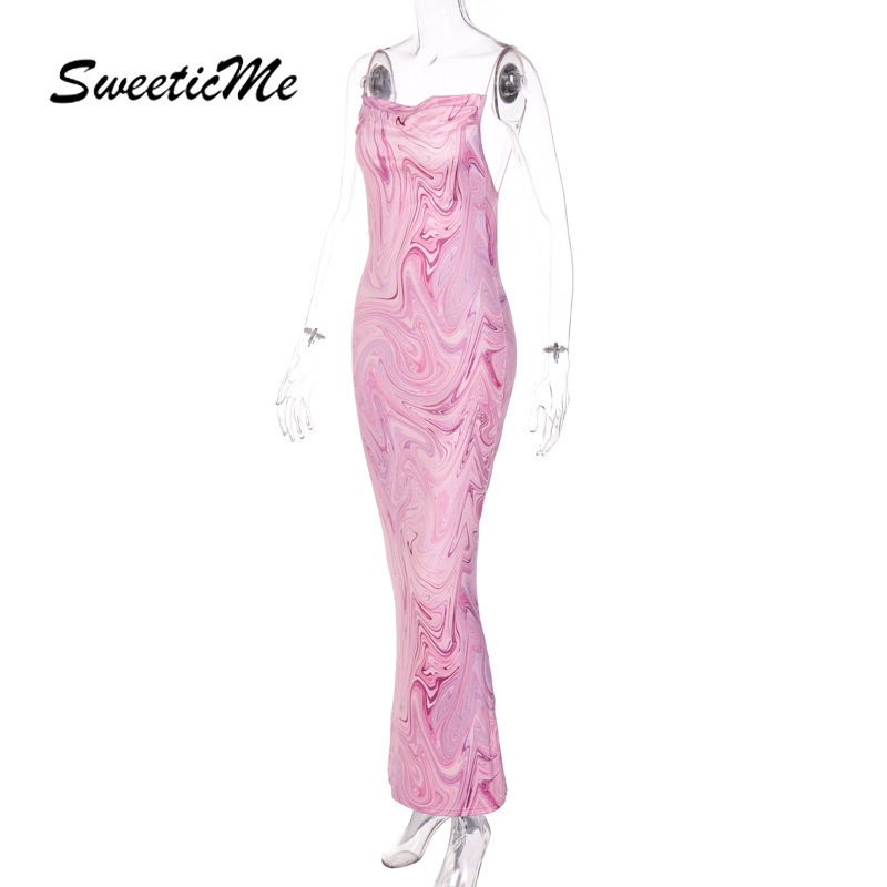Đầm Ôm Body Hở Lưng In Họa Tiết SweeticMe