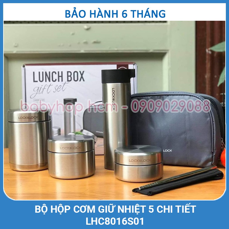 Bộ Hợp Cơm Giữ Nhiệt 5 Chi Tiết Lock&Lock LHC8016S01