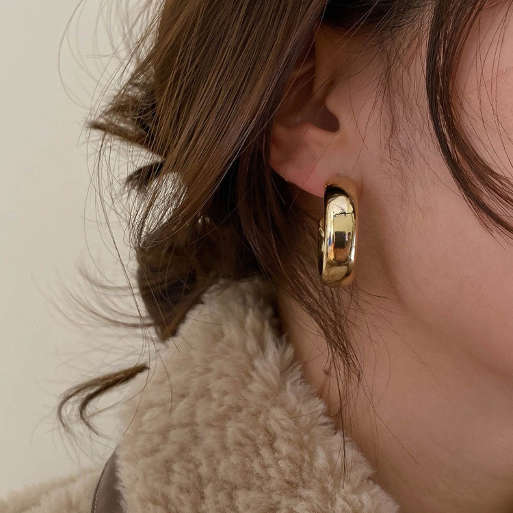 Hoa tai kim loại thiết kế đơn giản cho nữ A0016