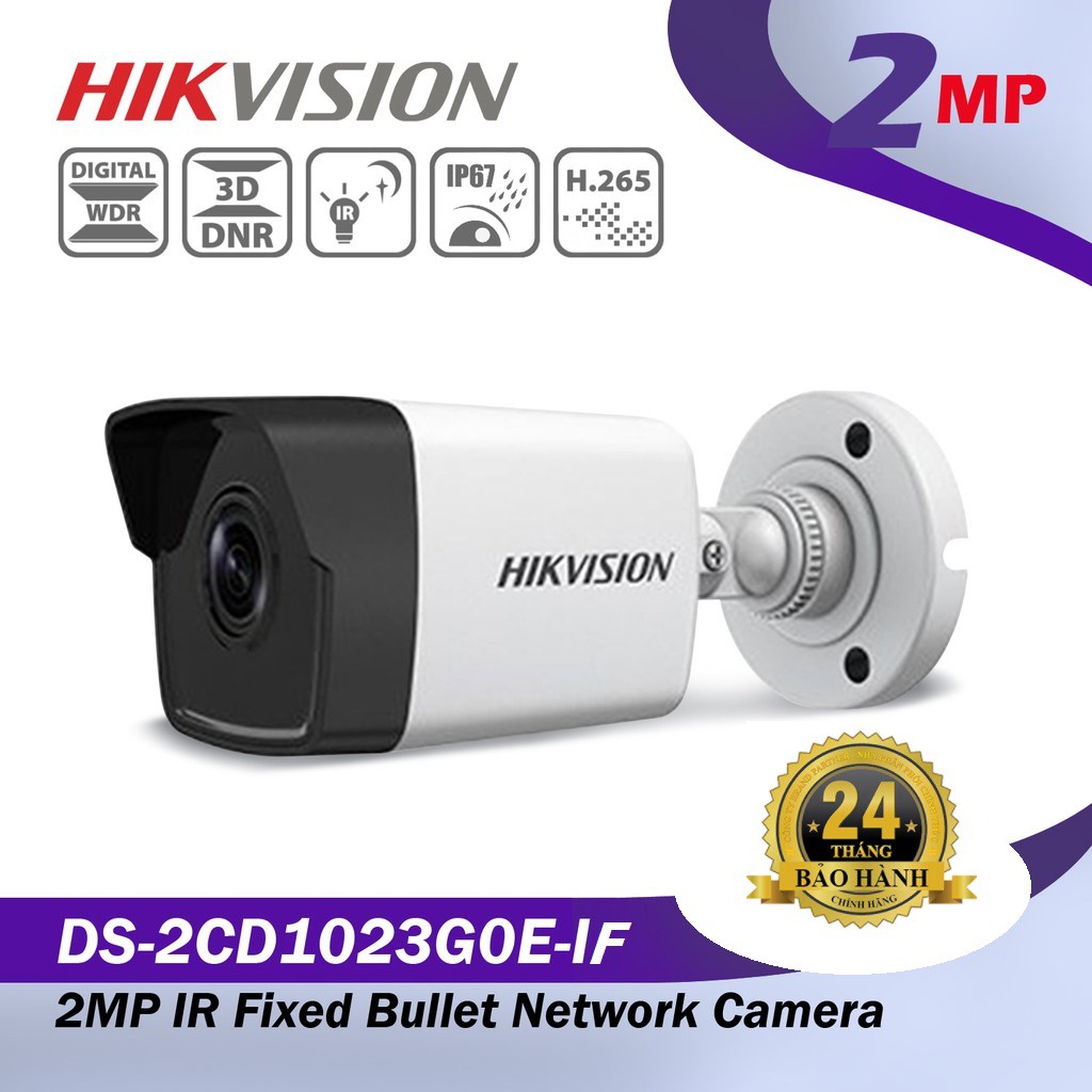 Camera IP Hồng ngoại 2MP Hikvision DS-2CD1023G0E-IF - Hỗ trợ thẻ nhớ - Hàng chính hãng