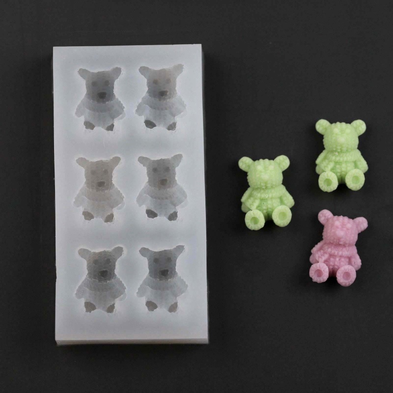 Sa Khuôn Silicon Làm Xà Phòng / Sô Cô La Hình Gấu 3D Đáng Yêu