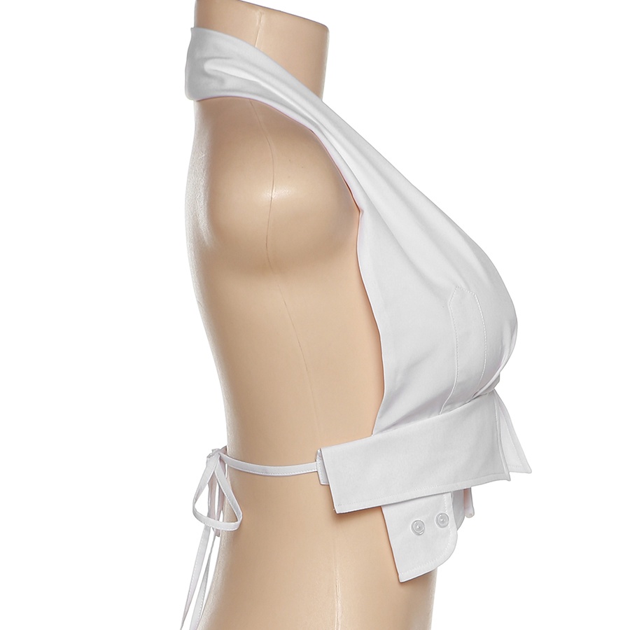 Klalien Áo Croptop Không Tay Cổ Khoét Sâu Hở Lưng Mùa Hè Kỳ Nghỉ Quyến Rũ Cho Nữ