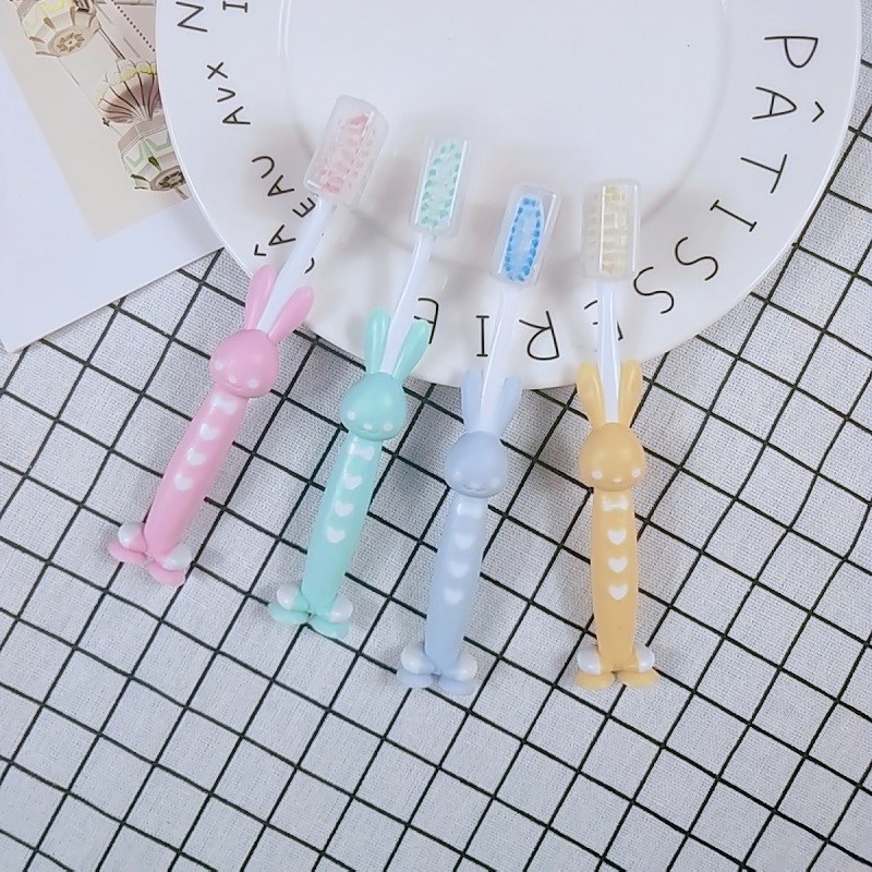 Set 4 Bàn chải đánh răng hình thú cho bé - đế mềm đứng được tiện lợi