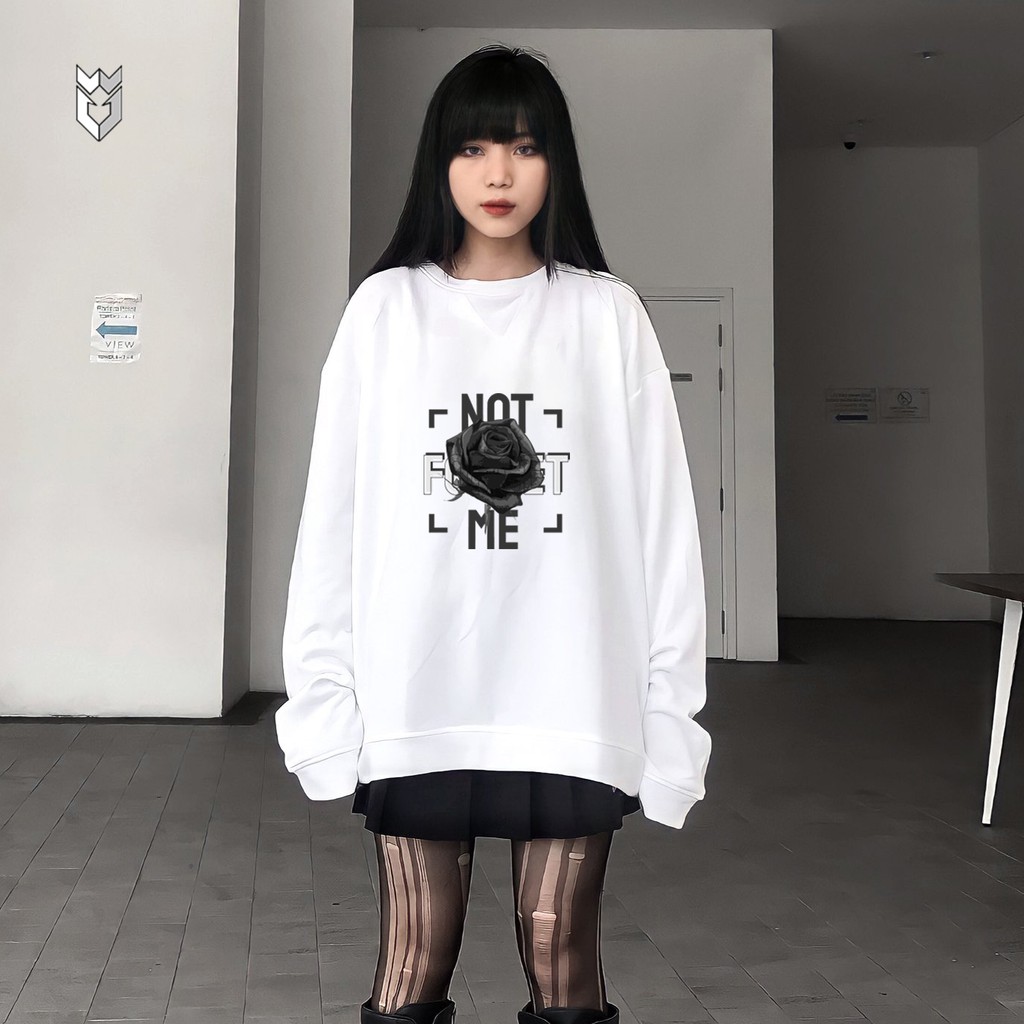 Áo Nỉ Sweater Unisex form rộng Black Rose nỉ bông cực đẹp - GW Shop