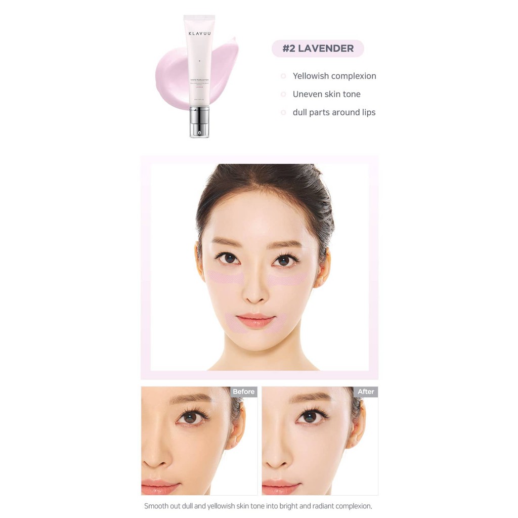 Kem lót dành cho da xỉn màu 5 in1 Klavuu White Pearlsation Ideal Actress Backstage Cream Lavender SPF30/PA++